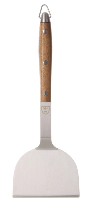 Davis & Waddell Ryder Burger Spatula Chrome & Acacia
