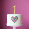 Cake & Candle Gold Cake Topper (7cm) #1
