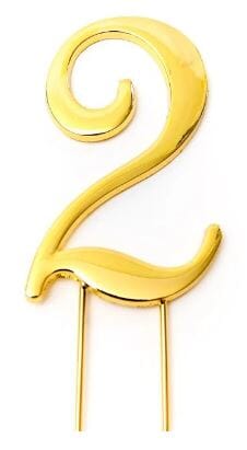 Sugar Crafty - Gold Cake Topper Number 2 Number Toppers The Cooks Kitchen 