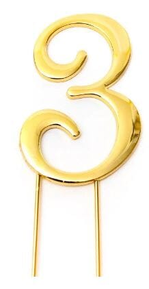 Sugar Crafty - Gold Cake Topper Number 3 Number Toppers The Cooks Kitchen 