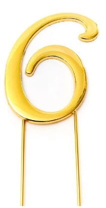 Sugar Crafty - Gold Cake Topper Number 6 Number Toppers The Cooks Kitchen 