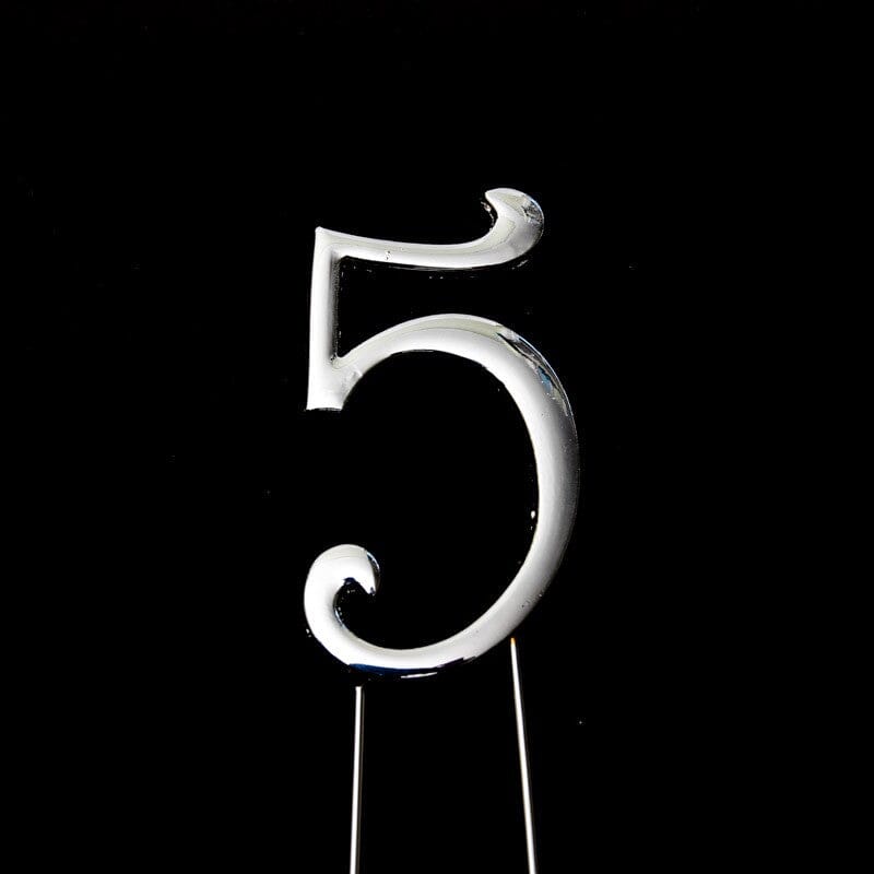 Sugar Crafty - Silver Cake Topper Number 5 Number Toppers The Cooks Kitchen 