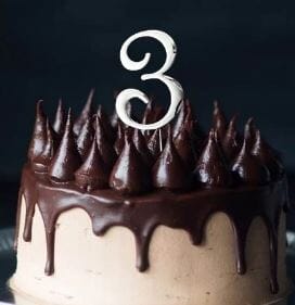 Cake & Candle - Silver Cake Topper Number 3 Number Toppers The Cooks Kitchen 