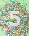 Cake & Candle - Mini Glitter Candle White - Number 5
