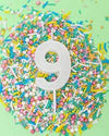 Cake & Candle - Mini Glitter Candle White - Number 9