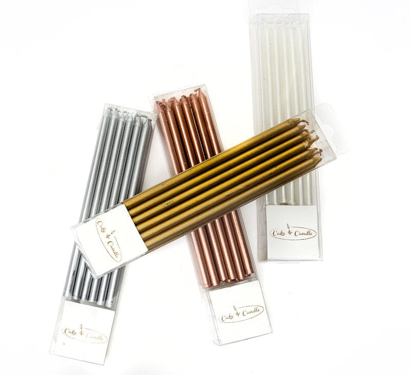 Bake Group 12cm Tall Cake Candles Gold (pack Of 12) Candles The Cooks Kitchen Mandurah 
