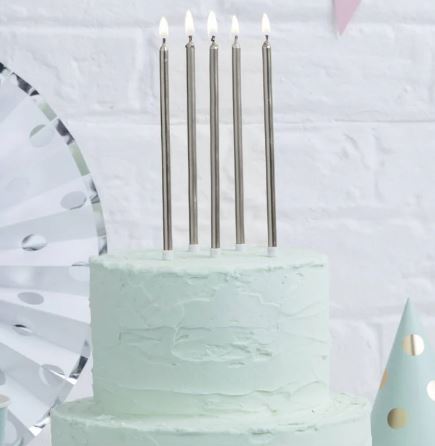 Bake Group 12cm Tall Candles - Silver