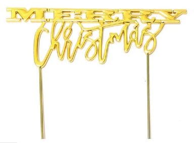 Suagr Craft Gold Plated Cake Topper - Merry Christmas Cake Toppers The Cooks Kitchen 