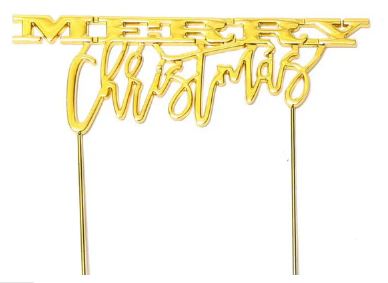 Suagr Craft Gold Plated Cake Topper - Merry Christmas