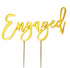 Cake & Candle Metal Cake Topper Gold - Engaged