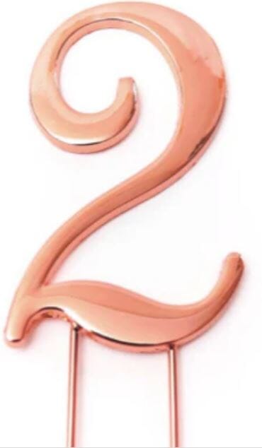 Sugar Crafty Rose Gold Cake Topper - Number 2 Number Toppers The Cooks Kitchen 