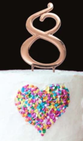 Sugar Crafty Rose Gold Cake Topper- Number 8 Number Toppers The Cooks Kitchen 