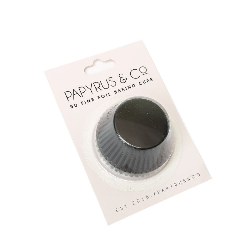 Papyrus & Co Foil Baking Cups - Black 50mm Boards & Boxes & Packaging The Cooks Kitchen Mandurah 