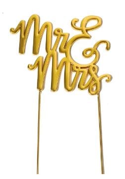 Cake & Candle Gold Plated Cake Topper - Mr & Mrs Cake Toppers The Cooks Kitchen 
