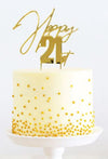 Cake & Candle Topper - Happy 21st Gold