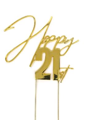 Cake & Candle Topper - Happy 21st Gold