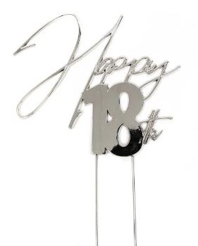 Cake & Candle Topper - Happy 18th Silver