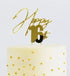 Cake & Candle Topper - Happy 16th Gold Acrylic Cake Toppers The Cooks Kitchen 