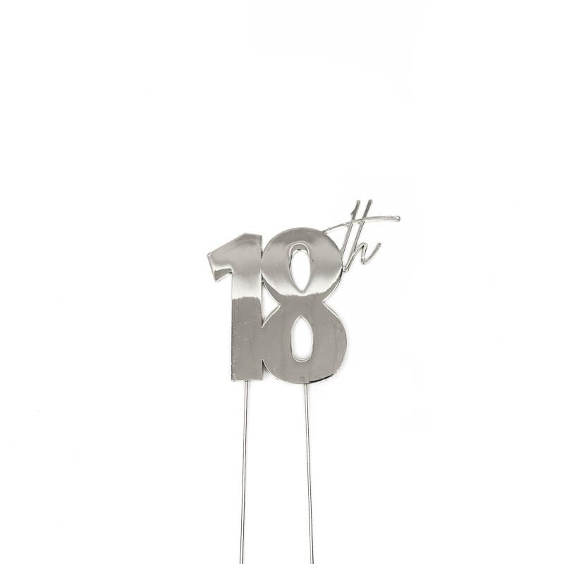 Silver Metal Cake Topper - 18th Acrylic Cake Toppers The Cooks Kitchen Mandurah 
