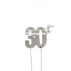 Cake & Candle Silver Metal Cake Topper - 30th