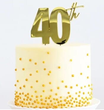 Cake & Candle Metal Cake Topper Gold 40th Cake Toppers The Cooks Kitchen 