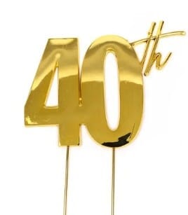 Cake & Candle Metal Cake Topper Gold 40th Cake Toppers The Cooks Kitchen 
