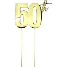 Cake & Candle Topper - 50th Gold