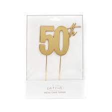 Cake & Candle Topper - 50th Gold