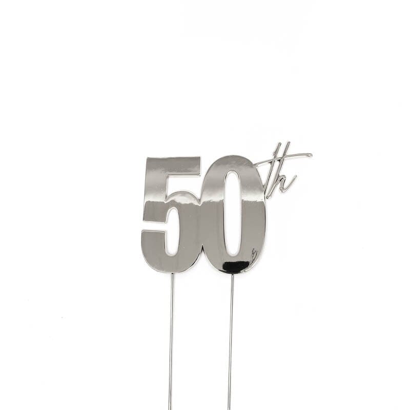 Cake & Candle Topper - 50th Silver Acrylic Cake Toppers The Cooks Kitchen Mandurah 