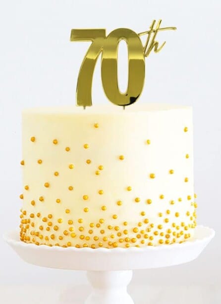 Cake & Candle Gold Metal Topper 70th Cake Toppers The Cooks Kitchen 