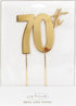 Cake & Candle Gold Metal Topper 70th