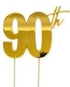 Cake & Candle Metal Cake Topper Gold - 90th
