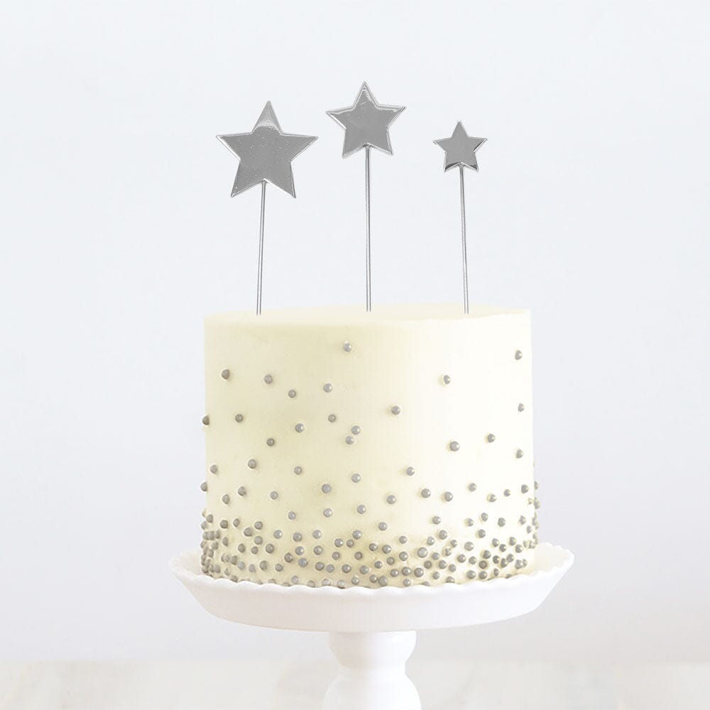 Cake & Candle - Silver Metal Cake Topper - Stars Number Toppers The Cooks Kitchen 