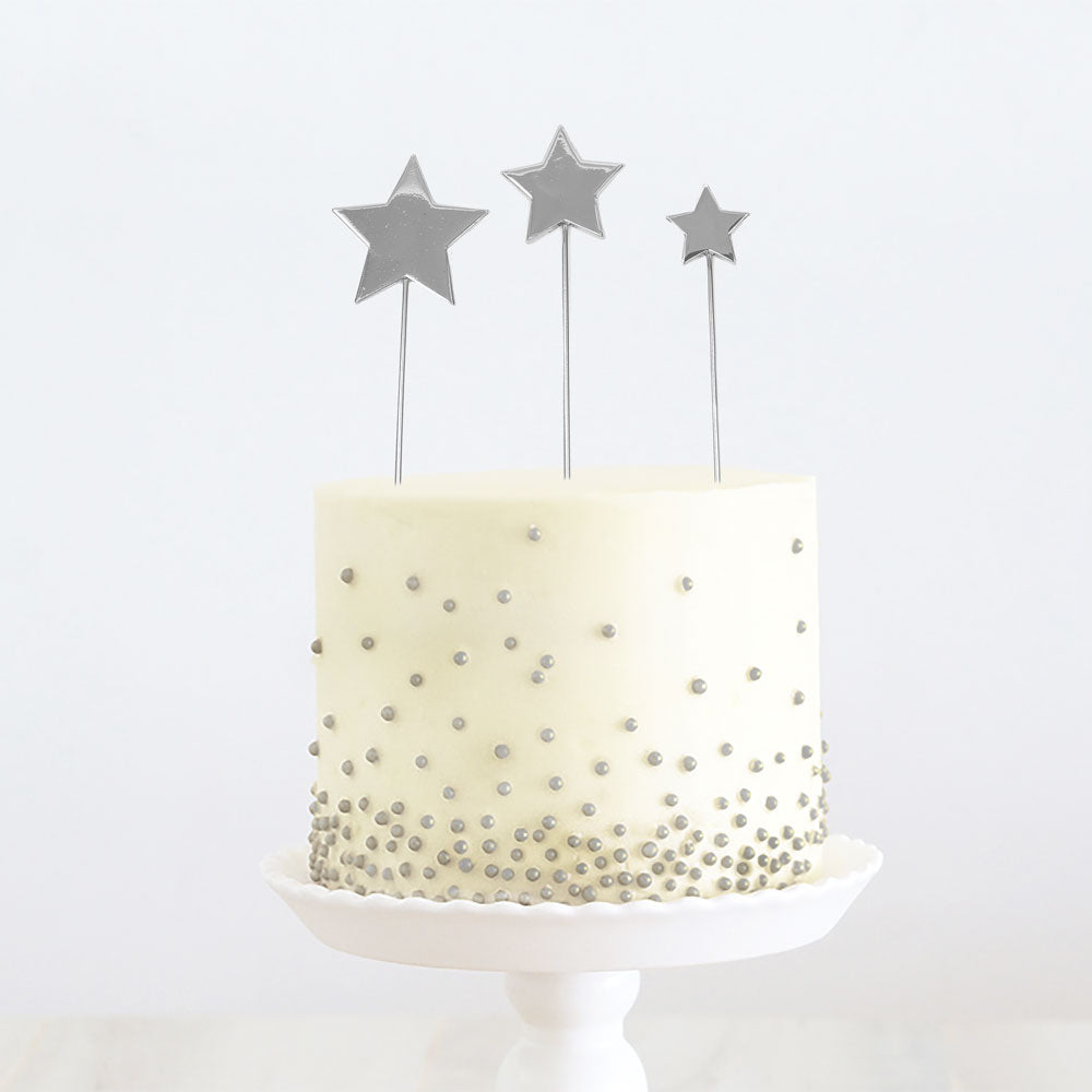 Cake & Candle - Silver Metal Cake Topper - Stars Number Toppers The Cooks Kitchen 