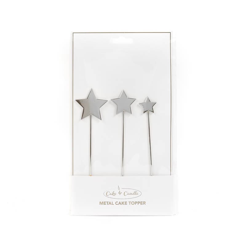 Cake & Candle - Silver Metal Cake Topper - Stars Number Toppers The Cooks Kitchen 