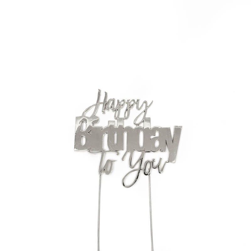 Silver Metal Cake Topper - Happy Birthday To You Number Toppers The Cooks Kitchen Mandurah 