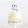 Cake & Candle - Silver Metal Cake Topper - Oh Baby