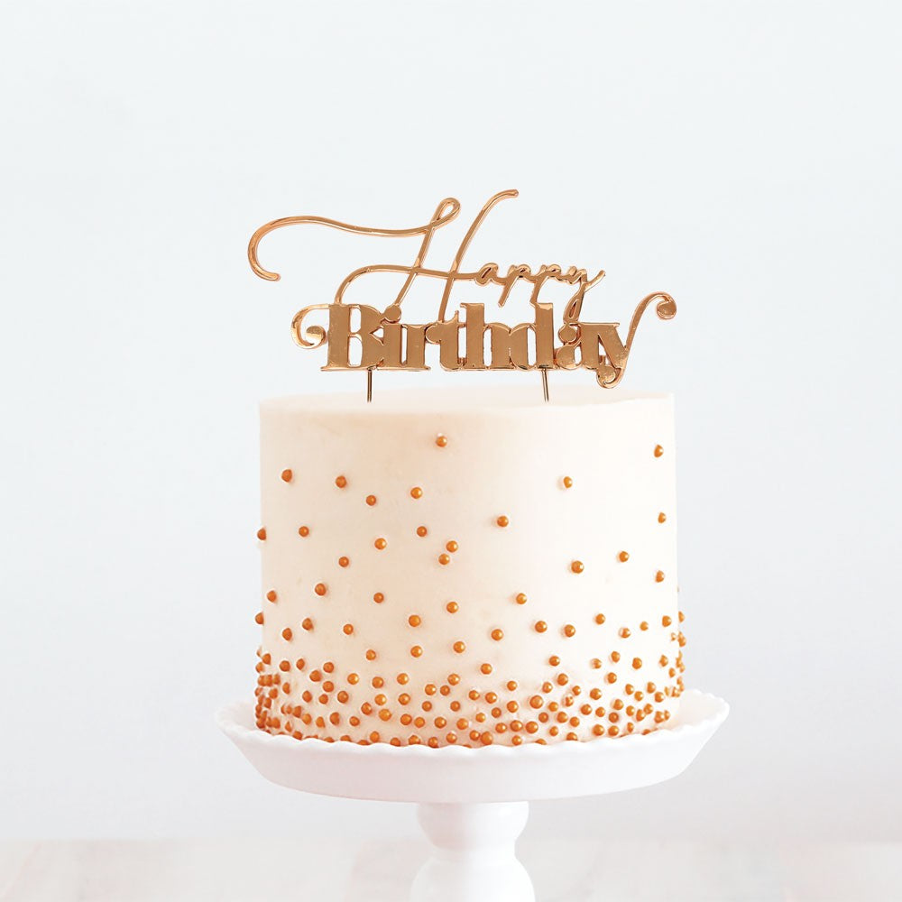 Rose Gold Metal Cake Topper - Happy Birthday 1