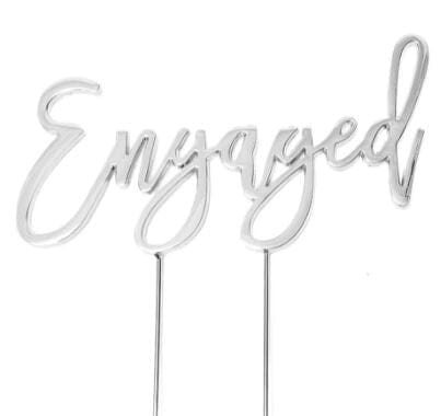 Cake & Candle Silver Plated Cake Topper - Engaged Acrylic Cake Toppers The Cooks Kitchen 