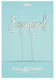 Cake & Candle Silver Plated Cake Topper - Engaged Acrylic Cake Toppers The Cooks Kitchen 