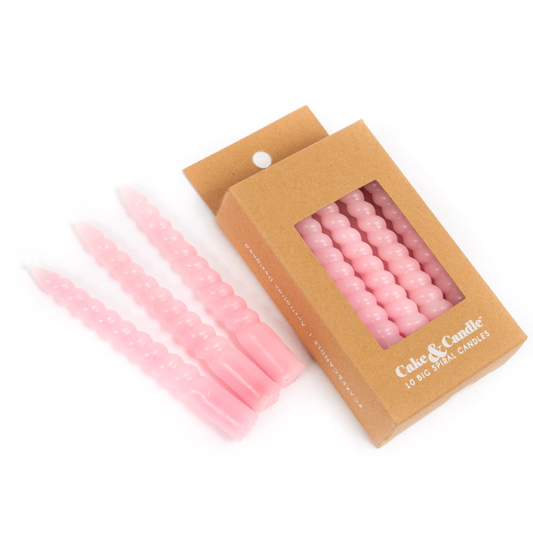 Cake & Candle 10cm Spiral Candles - Pink