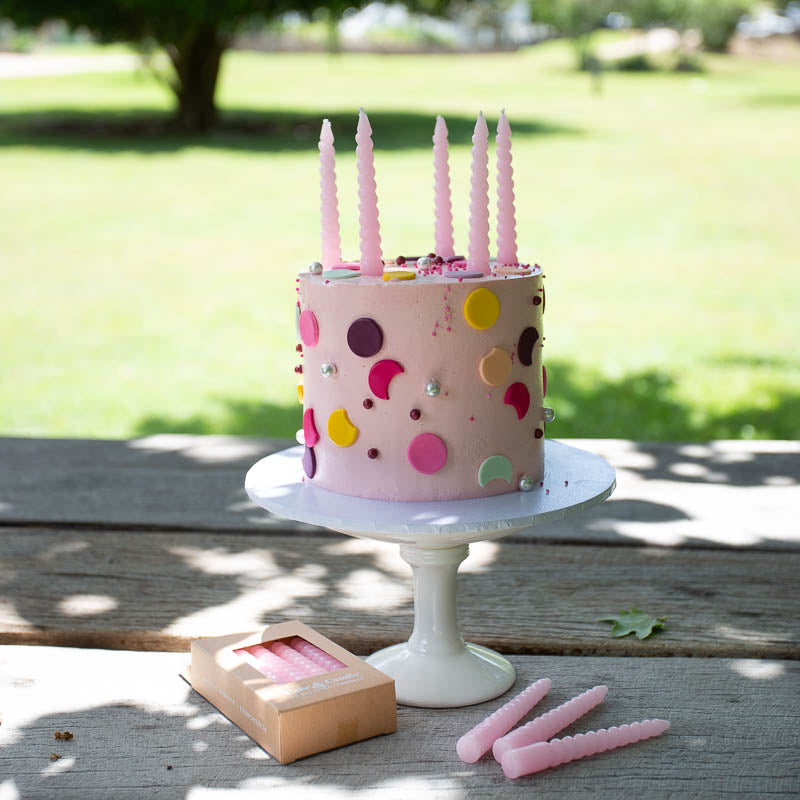 Cake & Candle 10cm Spiral Candles - Pink