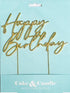 Cake & Candle Gold Metal Cake Topper - Happy Birthday #3 Cake Toppers The Cooks Kitchen 
