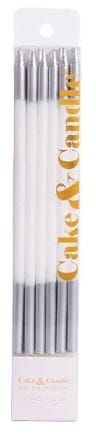 Cake & Candle Silver Double Dipped Cake Candles - White 12pk Candles The Cooks Kitchen 