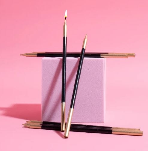 Cake & Candle Gold Double Dipped Cake Candles - Black 15cm 12pk Candles The Cooks Kitchen 