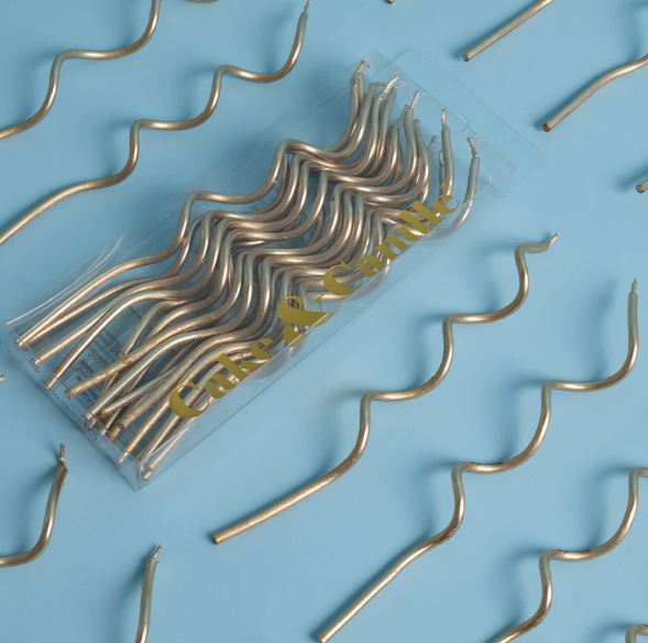 Cake & Candle Swirly Candles Silver 13cm Pk16