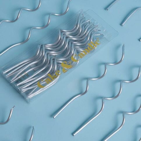 Cake & Candle Swirly Cake Candles Silver 13cm 16pk Candles The Cooks Kitchen 