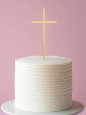 Cake & Candle Fine Cross Cake Topper - Gold Cake Toppers The Cooks Kitchen 