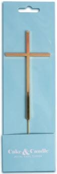 Cake & Candle Fine Cross Cake Topper - Gold Cake Toppers The Cooks Kitchen 