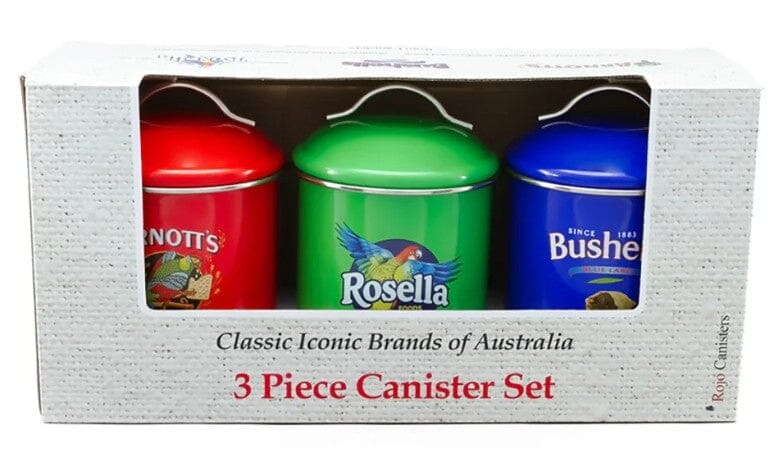 Arnott’s, Bushells & Rosella Canisters Set Of 3 - Red, Blue & Green Matching Storage Sets The Cooks Kitchen 